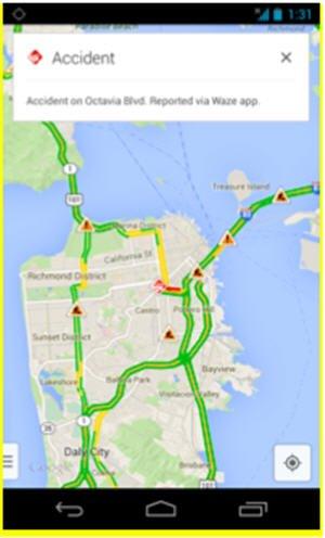 谷歌手机地图增加交通事故提醒功能